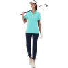 imageMAGCOMSEN Womens Golf Shirts Short Sleeve Polo Collared Tennis Shirt V Neck Quick Dry Sun Protection UPF 50Light Lake Blue