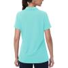 imageMAGCOMSEN Womens Golf Shirts Short Sleeve Polo Collared Tennis Shirt V Neck Quick Dry Sun Protection UPF 50Light Lake Blue