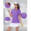 imageMAGCOMSEN Womens Golf Shirts Short Sleeve Polo Collared Tennis Shirt V Neck Quick Dry Sun Protection UPF 50Light Purple