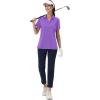 imageMAGCOMSEN Womens Golf Shirts Short Sleeve Polo Collared Tennis Shirt V Neck Quick Dry Sun Protection UPF 50Light Purple