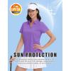imageMAGCOMSEN Womens Golf Shirts Short Sleeve Polo Collared Tennis Shirt V Neck Quick Dry Sun Protection UPF 50Light Purple