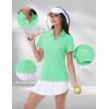 imageMAGCOMSEN Womens Golf Shirts Short Sleeve Polo Collared Tennis Shirt V Neck Quick Dry Sun Protection UPF 50Mint Green