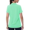 imageMAGCOMSEN Womens Golf Shirts Short Sleeve Polo Collared Tennis Shirt V Neck Quick Dry Sun Protection UPF 50Mint Green