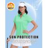 imageMAGCOMSEN Womens Golf Shirts Short Sleeve Polo Collared Tennis Shirt V Neck Quick Dry Sun Protection UPF 50Mint Green