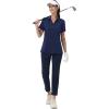 imageMAGCOMSEN Womens Golf Shirts Short Sleeve Polo Collared Tennis Shirt V Neck Quick Dry Sun Protection UPF 50Navy