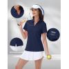 imageMAGCOMSEN Womens Golf Shirts Short Sleeve Polo Collared Tennis Shirt V Neck Quick Dry Sun Protection UPF 50Navy