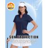 imageMAGCOMSEN Womens Golf Shirts Short Sleeve Polo Collared Tennis Shirt V Neck Quick Dry Sun Protection UPF 50Navy