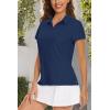 imageMAGCOMSEN Womens Golf Shirts Short Sleeve Polo Collared Tennis Shirt V Neck Quick Dry Sun Protection UPF 50Navy