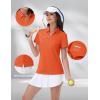 imageMAGCOMSEN Womens Golf Shirts Short Sleeve Polo Collared Tennis Shirt V Neck Quick Dry Sun Protection UPF 50Orange