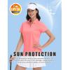 imageMAGCOMSEN Womens Golf Shirts Short Sleeve Polo Collared Tennis Shirt V Neck Quick Dry Sun Protection UPF 50Pink