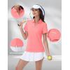 imageMAGCOMSEN Womens Golf Shirts Short Sleeve Polo Collared Tennis Shirt V Neck Quick Dry Sun Protection UPF 50Pink