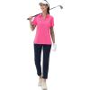 imageMAGCOMSEN Womens Golf Shirts Short Sleeve Polo Collared Tennis Shirt V Neck Quick Dry Sun Protection UPF 50Rose Red