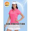 imageMAGCOMSEN Womens Golf Shirts Short Sleeve Polo Collared Tennis Shirt V Neck Quick Dry Sun Protection UPF 50Rose Red
