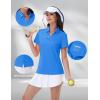 imageMAGCOMSEN Womens Golf Shirts Short Sleeve Polo Collared Tennis Shirt V Neck Quick Dry Sun Protection UPF 50Sky Blue