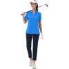 imageMAGCOMSEN Womens Golf Shirts Short Sleeve Polo Collared Tennis Shirt V Neck Quick Dry Sun Protection UPF 50Sky Blue