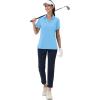 imageMAGCOMSEN Womens Golf Shirts Short Sleeve Polo Collared Tennis Shirt V Neck Quick Dry Sun Protection UPF 50Waterfall Blue