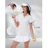 imageMAGCOMSEN Womens Golf Shirts Short Sleeve Polo Collared Tennis Shirt V Neck Quick Dry Sun Protection UPF 50White