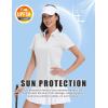 imageMAGCOMSEN Womens Golf Shirts Short Sleeve Polo Collared Tennis Shirt V Neck Quick Dry Sun Protection UPF 50White