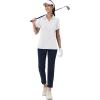 imageMAGCOMSEN Womens Golf Shirts Short Sleeve Polo Collared Tennis Shirt V Neck Quick Dry Sun Protection UPF 50White