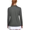 imageMAGCOMSEN Womens Long Sleeve Polo Shirts UPF 50 Golf Tops Moisture Wicking Collared Shirt Tennis 3ButtonDark Grey