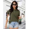 imageMAGCOMSEN Womens Polo Shirts Cotton Short Sleeve Shirt 3 Buttons Collared Shirts Summer Casual Wicking Golf TopsArmy Green
