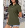 imageMAGCOMSEN Womens Polo Shirts Cotton Short Sleeve Shirt 3 Buttons Collared Shirts Summer Casual Wicking Golf TopsArmy Green