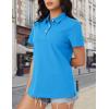 imageMAGCOMSEN Womens Polo Shirts Cotton Short Sleeve Shirt 3 Buttons Collared Shirts Summer Casual Wicking Golf TopsAzure