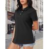 imageMAGCOMSEN Womens Polo Shirts Cotton Short Sleeve Shirt 3 Buttons Collared Shirts Summer Casual Wicking Golf TopsBlack