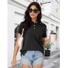 imageMAGCOMSEN Womens Polo Shirts Cotton Short Sleeve Shirt 3 Buttons Collared Shirts Summer Casual Wicking Golf TopsBlack