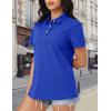 imageMAGCOMSEN Womens Polo Shirts Cotton Short Sleeve Shirt 3 Buttons Collared Shirts Summer Casual Wicking Golf TopsBright Blue