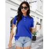 imageMAGCOMSEN Womens Polo Shirts Cotton Short Sleeve Shirt 3 Buttons Collared Shirts Summer Casual Wicking Golf TopsBright Blue