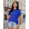 imageMAGCOMSEN Womens Polo Shirts Cotton Short Sleeve Shirt 3 Buttons Collared Shirts Summer Casual Wicking Golf TopsBright Blue