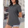 imageMAGCOMSEN Womens Polo Shirts Cotton Short Sleeve Shirt 3 Buttons Collared Shirts Summer Casual Wicking Golf TopsDark Grey
