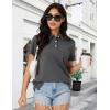 imageMAGCOMSEN Womens Polo Shirts Cotton Short Sleeve Shirt 3 Buttons Collared Shirts Summer Casual Wicking Golf TopsDark Grey