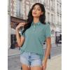 imageMAGCOMSEN Womens Polo Shirts Cotton Short Sleeve Shirt 3 Buttons Collared Shirts Summer Casual Wicking Golf TopsGrey Green