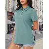 imageMAGCOMSEN Womens Polo Shirts Cotton Short Sleeve Shirt 3 Buttons Collared Shirts Summer Casual Wicking Golf TopsGrey Green