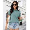 imageMAGCOMSEN Womens Polo Shirts Cotton Short Sleeve Shirt 3 Buttons Collared Shirts Summer Casual Wicking Golf TopsGrey Green