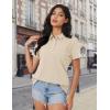 imageMAGCOMSEN Womens Polo Shirts Cotton Short Sleeve Shirt 3 Buttons Collared Shirts Summer Casual Wicking Golf TopsKhaki