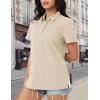 imageMAGCOMSEN Womens Polo Shirts Cotton Short Sleeve Shirt 3 Buttons Collared Shirts Summer Casual Wicking Golf TopsKhaki