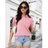 imageMAGCOMSEN Womens Polo Shirts Cotton Short Sleeve Shirt 3 Buttons Collared Shirts Summer Casual Wicking Golf TopsLightpink