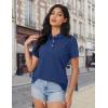 imageMAGCOMSEN Womens Polo Shirts Cotton Short Sleeve Shirt 3 Buttons Collared Shirts Summer Casual Wicking Golf TopsNavy