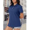 imageMAGCOMSEN Womens Polo Shirts Cotton Short Sleeve Shirt 3 Buttons Collared Shirts Summer Casual Wicking Golf TopsNavy