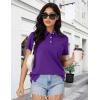 imageMAGCOMSEN Womens Polo Shirts Cotton Short Sleeve Shirt 3 Buttons Collared Shirts Summer Casual Wicking Golf TopsPurple