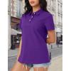 imageMAGCOMSEN Womens Polo Shirts Cotton Short Sleeve Shirt 3 Buttons Collared Shirts Summer Casual Wicking Golf TopsPurple