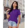 imageMAGCOMSEN Womens Polo Shirts Cotton Short Sleeve Shirt 3 Buttons Collared Shirts Summer Casual Wicking Golf TopsPurple