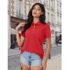 imageMAGCOMSEN Womens Polo Shirts Cotton Short Sleeve Shirt 3 Buttons Collared Shirts Summer Casual Wicking Golf TopsRed