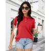 imageMAGCOMSEN Womens Polo Shirts Cotton Short Sleeve Shirt 3 Buttons Collared Shirts Summer Casual Wicking Golf TopsRed