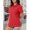 imageMAGCOMSEN Womens Polo Shirts Cotton Short Sleeve Shirt 3 Buttons Collared Shirts Summer Casual Wicking Golf TopsRed