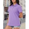 imageMAGCOMSEN Womens Polo Shirts Cotton Short Sleeve Shirt 3 Buttons Collared Shirts Summer Casual Wicking Golf TopsTaropurple