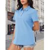 imageMAGCOMSEN Womens Polo Shirts Cotton Short Sleeve Shirt 3 Buttons Collared Shirts Summer Casual Wicking Golf TopsWaterfall Blue